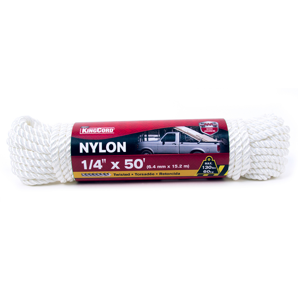 Twisted Nylon Rope 1/4" x 50' White