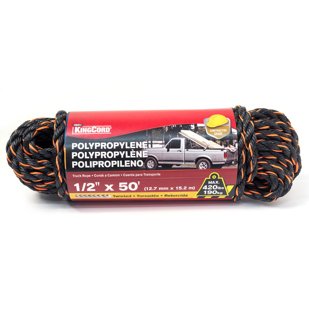 Twisted Poly Rope Truck 1/2" x 50' Orange/Black