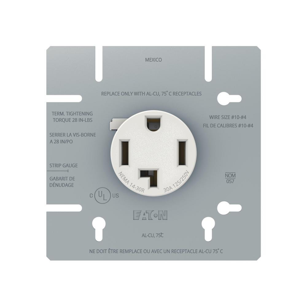 Dryer Receptacle with Metal Plate 30A - 125/250V