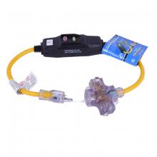 Toolway 140022 - Extension Cord In-line GFCI with Manual Reset AWG 12/3 Triple Tap 15Amp/125V 2ft/0.6m