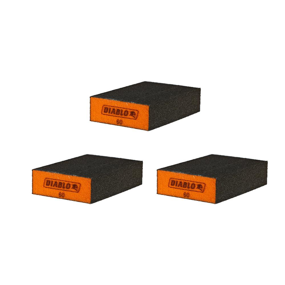 4" x 2-1/2" x 1" 60-Grit Flat Edge Sanding Sponges (3-Piece)