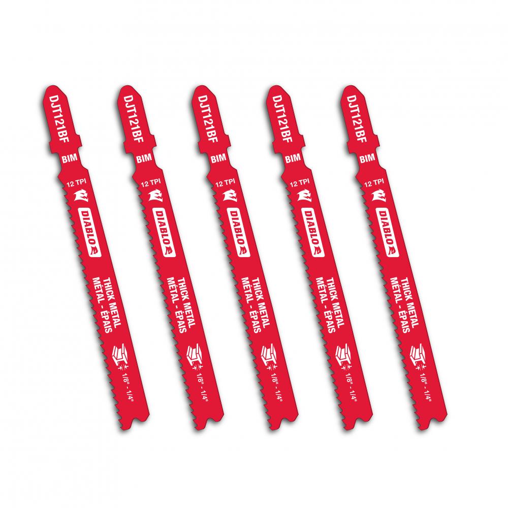 3-3/8" 12TPI Bi-Metal Jig Saw Blades for Thick Metal (5-Pack)