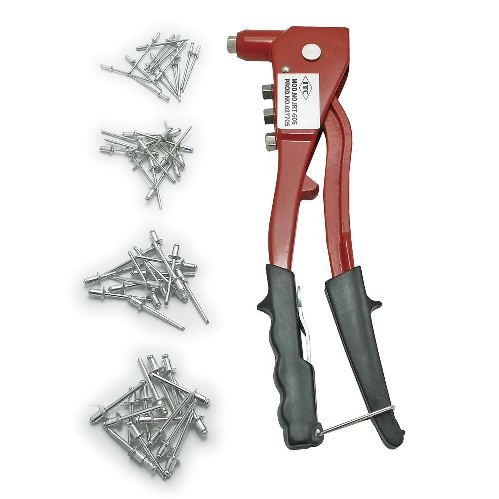 60 pc Hand Riveter Set - Rivet Sizes 3/16", 3/32", 5/32", 1/8"