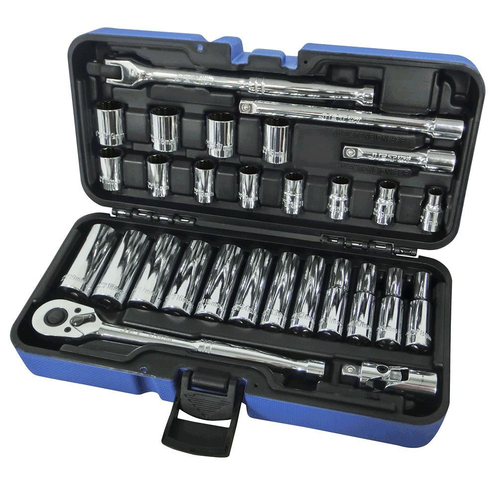 3/8" DR Metric Socket Wrench Set - 12 pt - 30 pcs