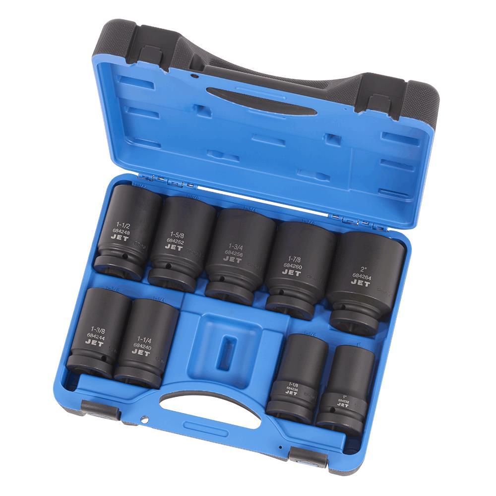 9-PC 1" DR Deep SAE Impact Socket Set - 6 pt