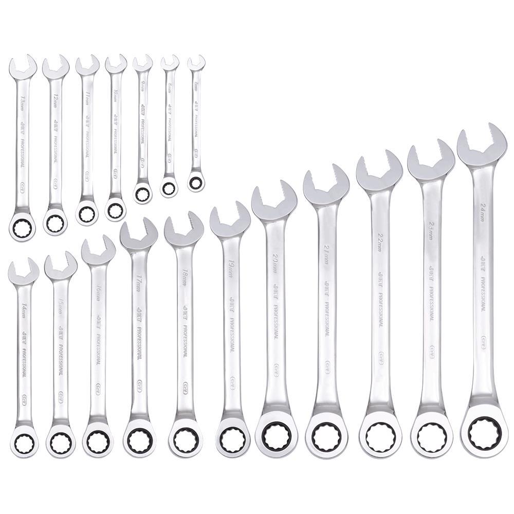 Long Pattern Ratcheting Combination Wrench Set - Metric - 18 pcs