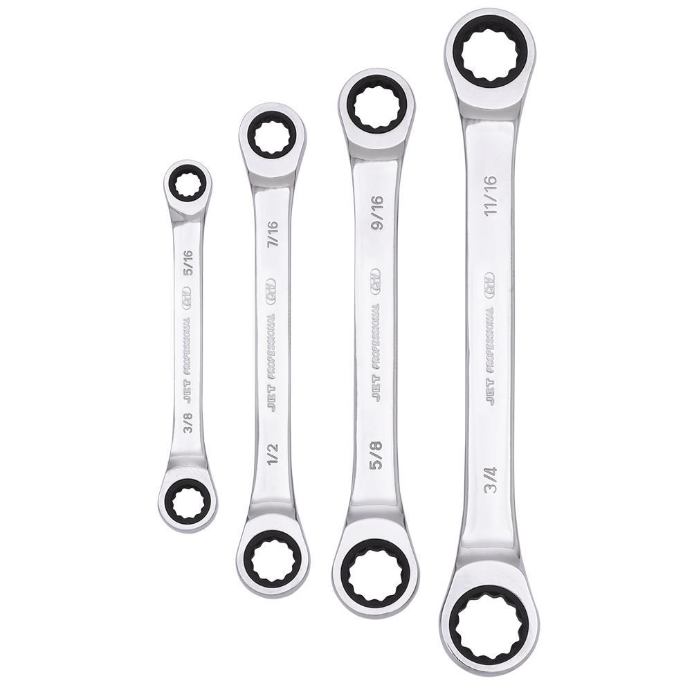 Ratcheting Double Box Wrench Set  - SAE - 4 pc