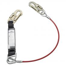 Peakworks V8108606 - Shock Absorbing Lanyard (110 – 220 lb capacity) - SP - Single Leg - Galvanized Cable - Snap Hooks