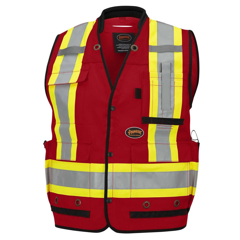 Hi-Vis Surveyor Vest - Anti-Microbial - Mesh Back - Red - 3XL