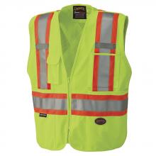 Pioneer V1021260U-L - Tear-Away Mesh Back Zip Front Safety Vests - Tricot Polyester