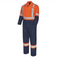 Pioneer V2022510-50 - 2-Tone Poly/Cotton Safety Coveralls - Zipper Closure - Orange/Navy - 50
