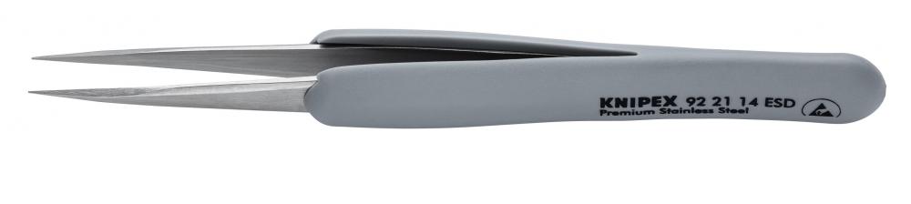 4" Premium Stainless Steel Precision Tweezers-Pointed Tips-ESD Rubber Handles
